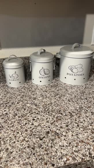 Video review of Kook Potato, Onion & Garlic Kitchen Storage Canisters, Set of 3, Farmhouse Collection  by 6797db8313caca39af01c892