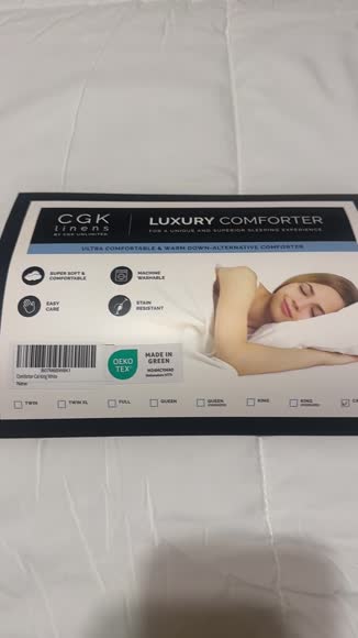 Video review of CGK Linens Premium Down Alternative Cal King Size Comforter, All-Season Duvet Insert- White White by jiselavaltierra
