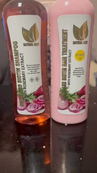 Video review of  Onion, Rosemary & Biotin Set: Shampoo & Treatment: Helps stimulate growth - Hair restoration  by 678c3d96ccc929a378396e1a