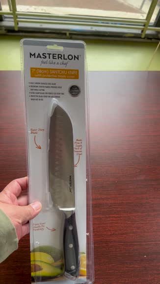 Video review of MASTERPAN Santoku Knife With Stainless Steel blade & Cover, 7" (18cm)  by 67847cc21dba3c4808164925