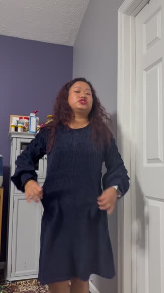 Video review of Shop at Konus Women's Midnight Sweater Dress in Midnight  by 675cd1af488a0bfe6136c60e