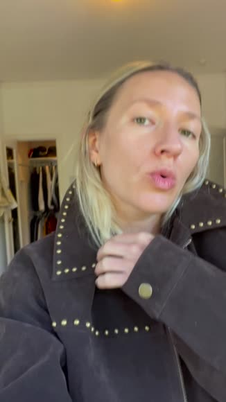 Video review of  Memphis Studded Faux Suede Jacket  by 65d4cbf397fcec2a1f95362b