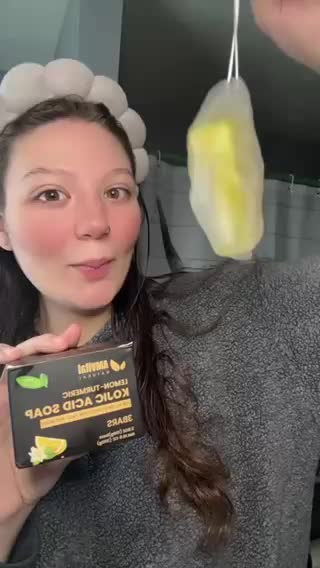 Video review of AMVital Lemon Turmeric Kojic Acid Soap Bar - Plant-based Face & Body Bar Soap  by amvitalofficial