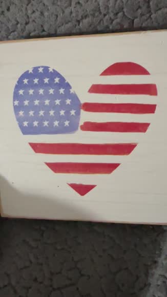 Video review of Rustic Marlin Handcrafted Watercolor Flag Heart Wooden Block  by 