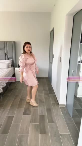 Video review of Shop at Konus Women's Ruffle Trim Long Sleeve Wrap Mini Dress In Mauve  by 6785d37d6ff0fcc8fa80d9af