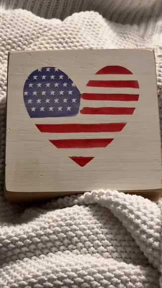 Video review of Rustic Marlin Handcrafted Watercolor Flag Heart Wooden Block  by 