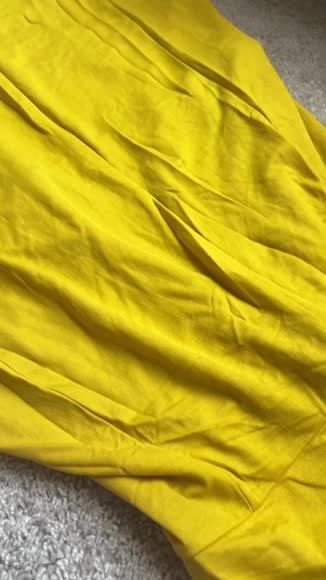 Video review of Shop at Konus Women's Ruffle Trim Wrapped Maxi Dress in Mustard  by 675c9324b24bf55263594e37