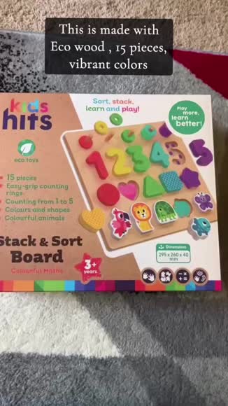 Video review of Kids Hits Colorful Maths - Stack and Sort Board for Fun Learning  by 678d8f67d291ab238de08a36