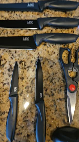 Video review of Lux Decor Collection 15 Pc Kitchen Black Knife Set - Stainless Steel, Dishwasher Safe, Ergonomic  by 67f3e830b59b8cbd34b6ae57