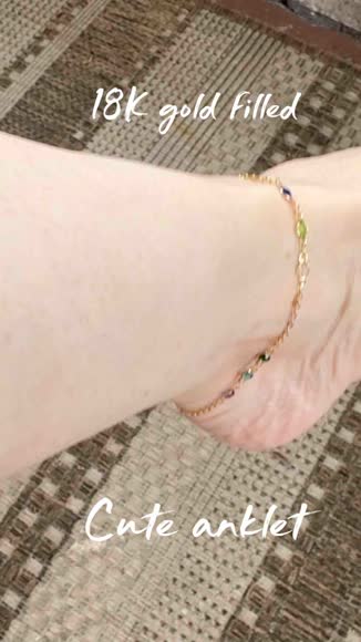 Video review of  18K-Gold-Filled Dainty Multicolor Crystal Anklet  by 6781c3fa8f66781f20009def