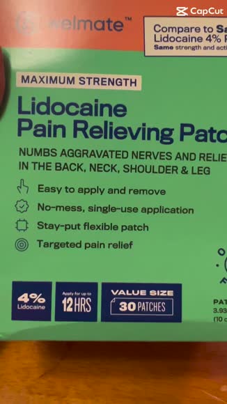 Video review of Welmate Welmate Pain Relief, 4% Lidocaine Patch - 30 Count (Generic Salonpas)  by 67d49897d3d3fec5592e6da5