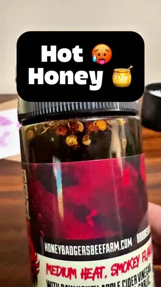 Video review of Honey Badgers Bee Farm 5-Pepper Smoked Hot Honey  by 664e90075c794ac1a26e9b45