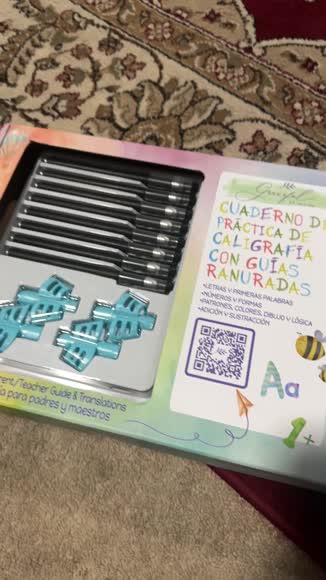 Video review of Grooved Learning Spanish Handwriting Workbooks - Mess-Free Reusable Pages for Kids - Set of 4  by 681e023d27067dfe069f2cc5