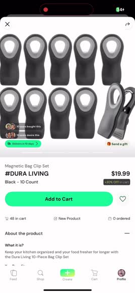 Video review of Dura Living Magnetic Bag Clip Set  by 6760ec3242943717bf3242dc