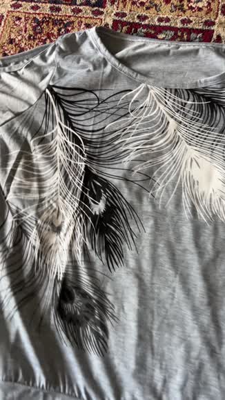 Video review of Onetify Womens Cut Shoulder Casual T Shirt with Feather Print  by 67730efc1c869d90fc78b2b8