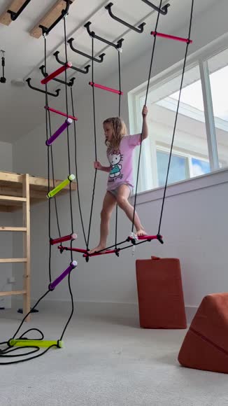 Video review of Bolder Play Exclusive Ninjaline Kit With Rickety Bridge And Bachar Ladder - Kids backyard portable jungle gym  by 651871c481d8f2ae14822841