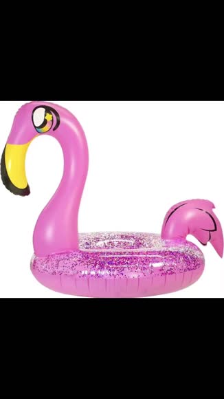 Video review of Pool Candy Inflatable Pool Tube Flamingo Animal Glitter  by 675a271e19d3c73e6d722728