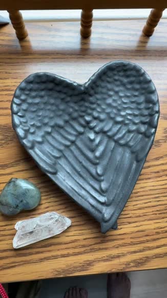 Video review of Whyte Quartz Shungite Heart Shaped Angel Wings Dish  by 6805816de1df62d29d711fb2